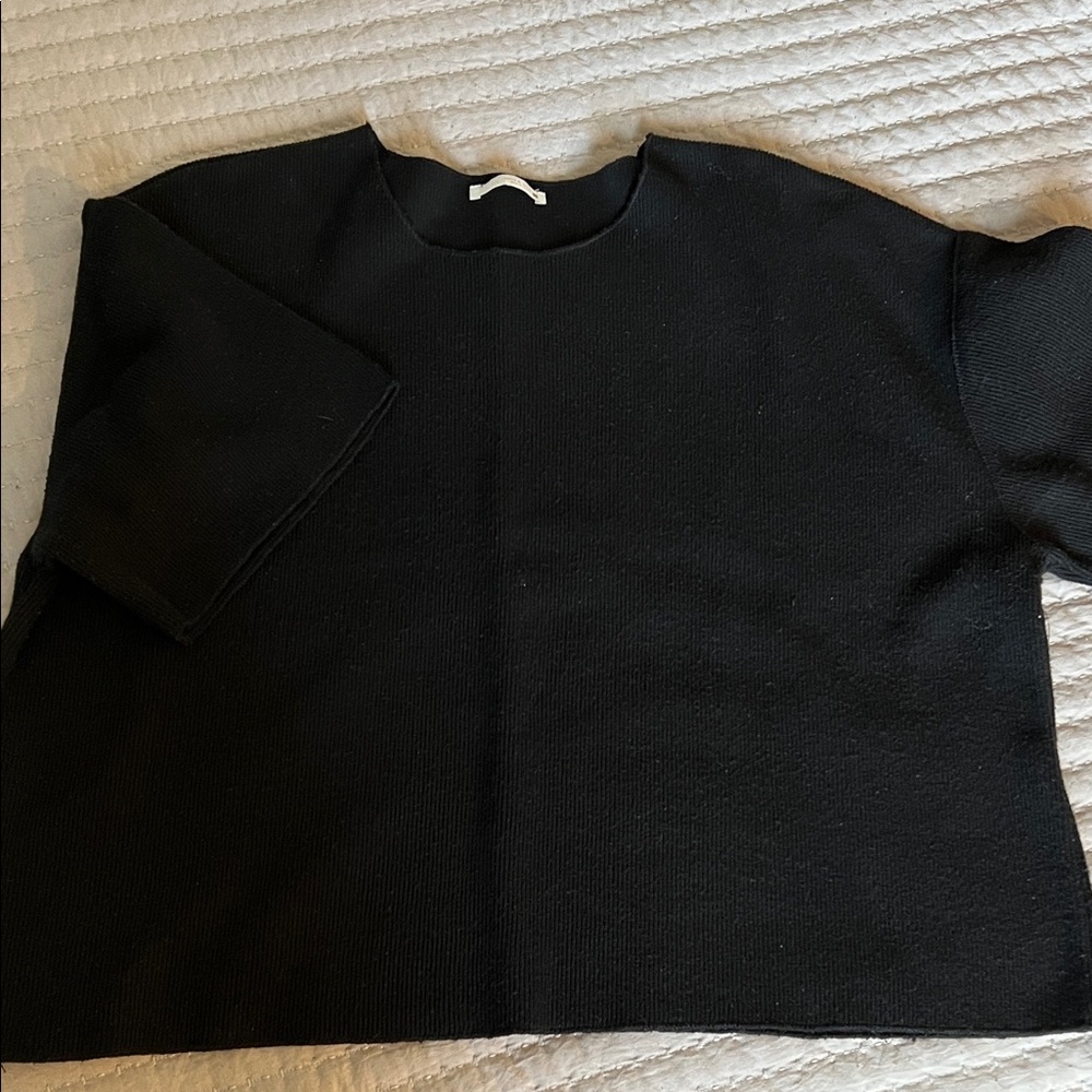 Zara Black Short Sleeve Sweater
